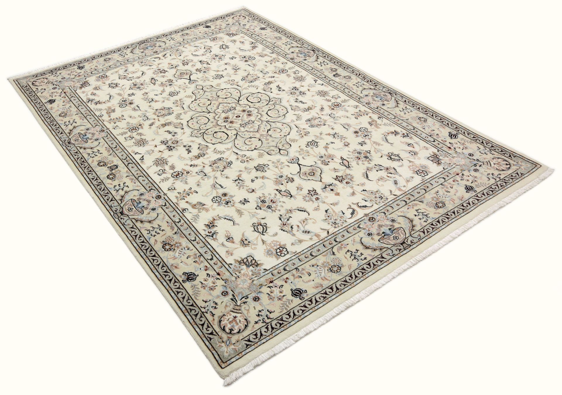 Handgeknüpfter Isfahan Perserteppich, 170 × 250 cm, Wolle & Seide