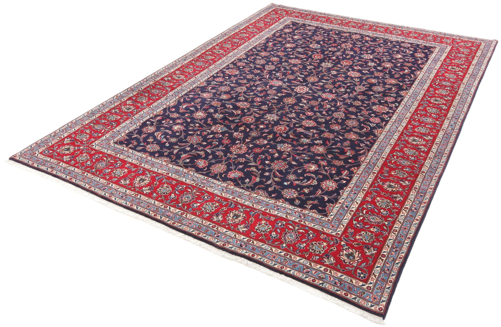 Handgeknüpfter Kashan Perserteppich, 248 × 352 cm, Wolle & Seide