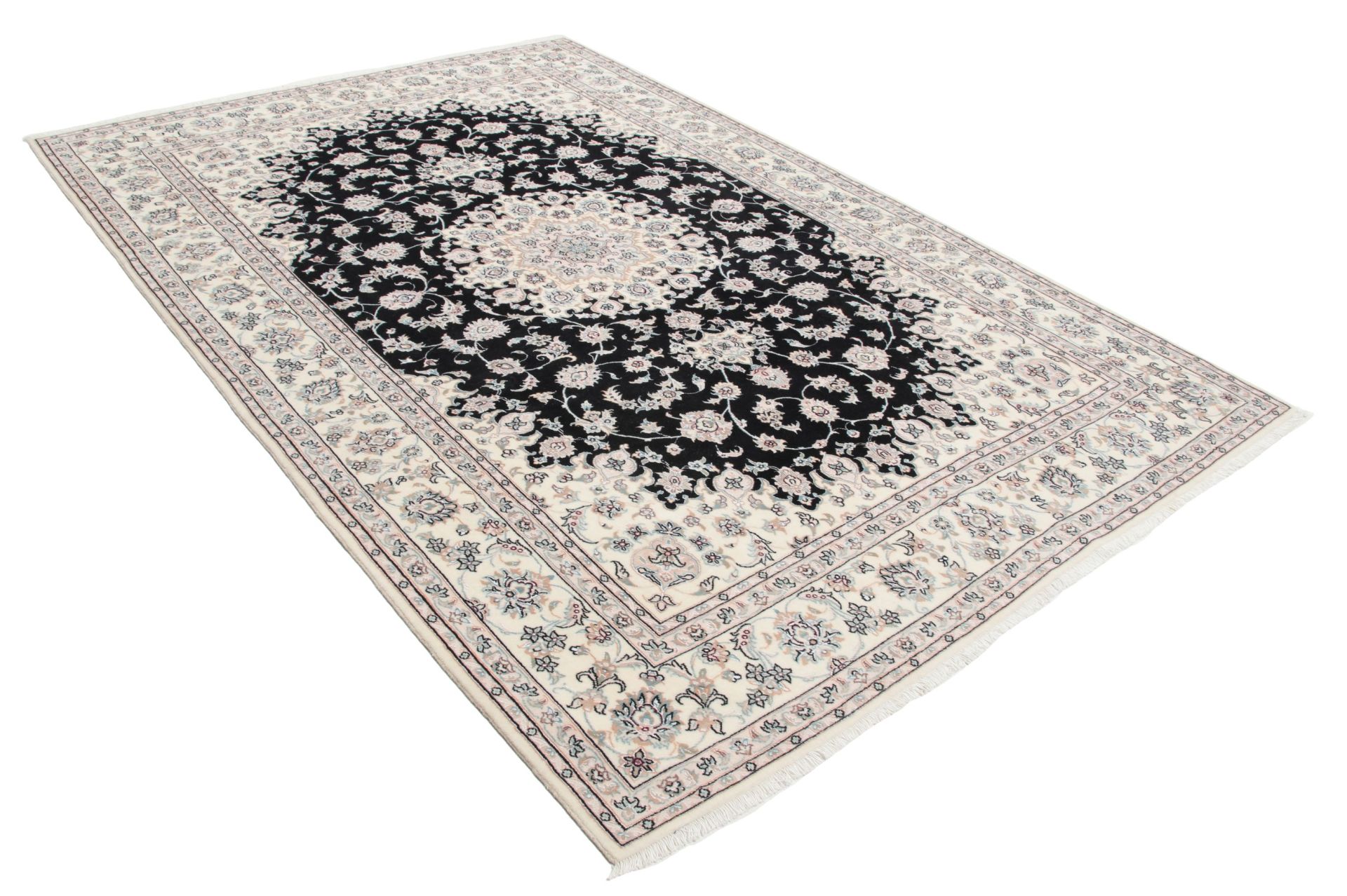 Handgeknüpfter Isfahan Perserteppich, 202 × 302 cm, Wolle & Seide