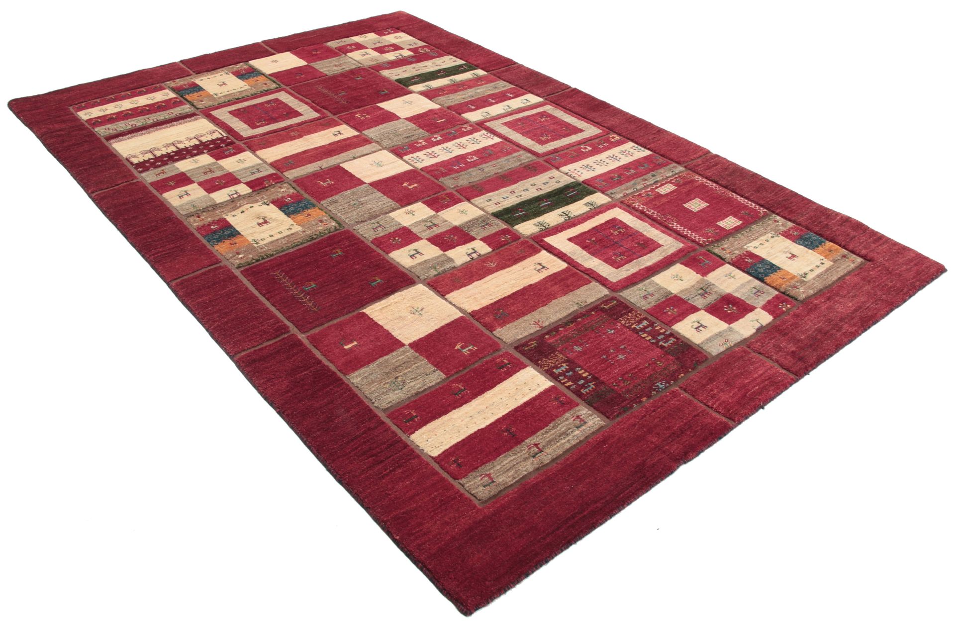 gabbeh-teppich-iran-200-x-300-cm-schurwolle-handgeknupft-weich-1 Handgeknüpfter Gabbeh Perserteppich, 200 × 300 cm, Wolle