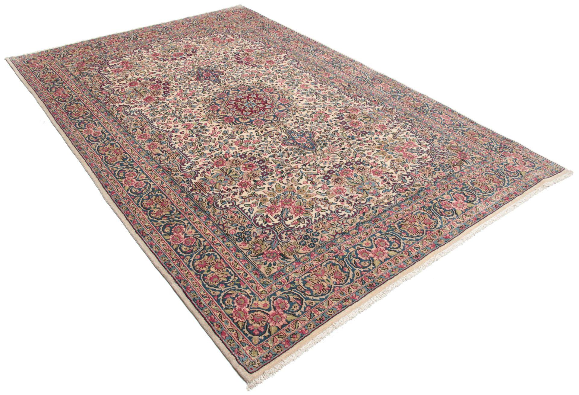 perserteppich-kirman-200-x-300-cm-schurwolle-handgeknupft-ornamentale-muster-1 Handgeknüpfter Kerman Perserteppich 200 × 300 cm