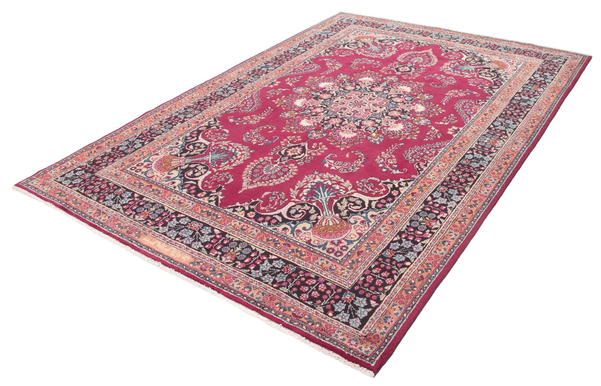 perserteppich-mashad-197-x-296-cm-schurwolle-handgeknupft-floral-13 Handgeknüpfter Mashhad Perserteppich, 197 × 296 cm, Wolle