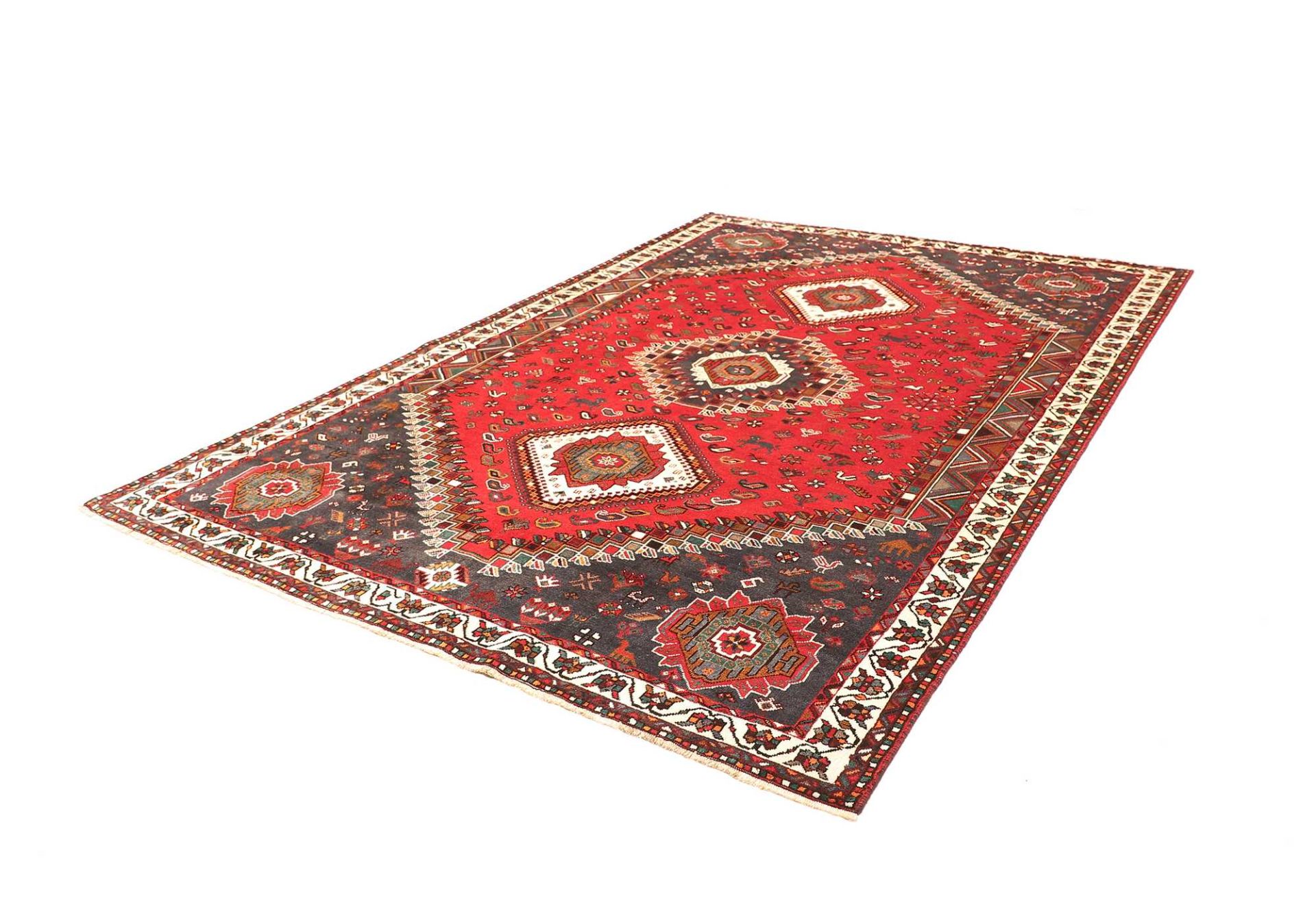 Handgeknüpfter Shiraz Perserteppich, 221 × 307 cm, Wolle