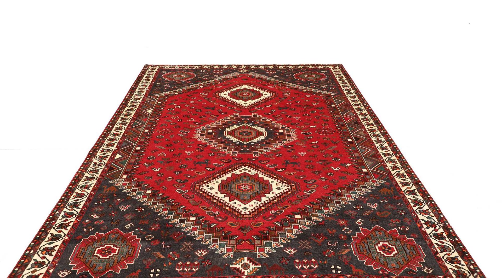 Handgeknüpfter Shiraz Perserteppich, 221 × 307 cm, Wolle