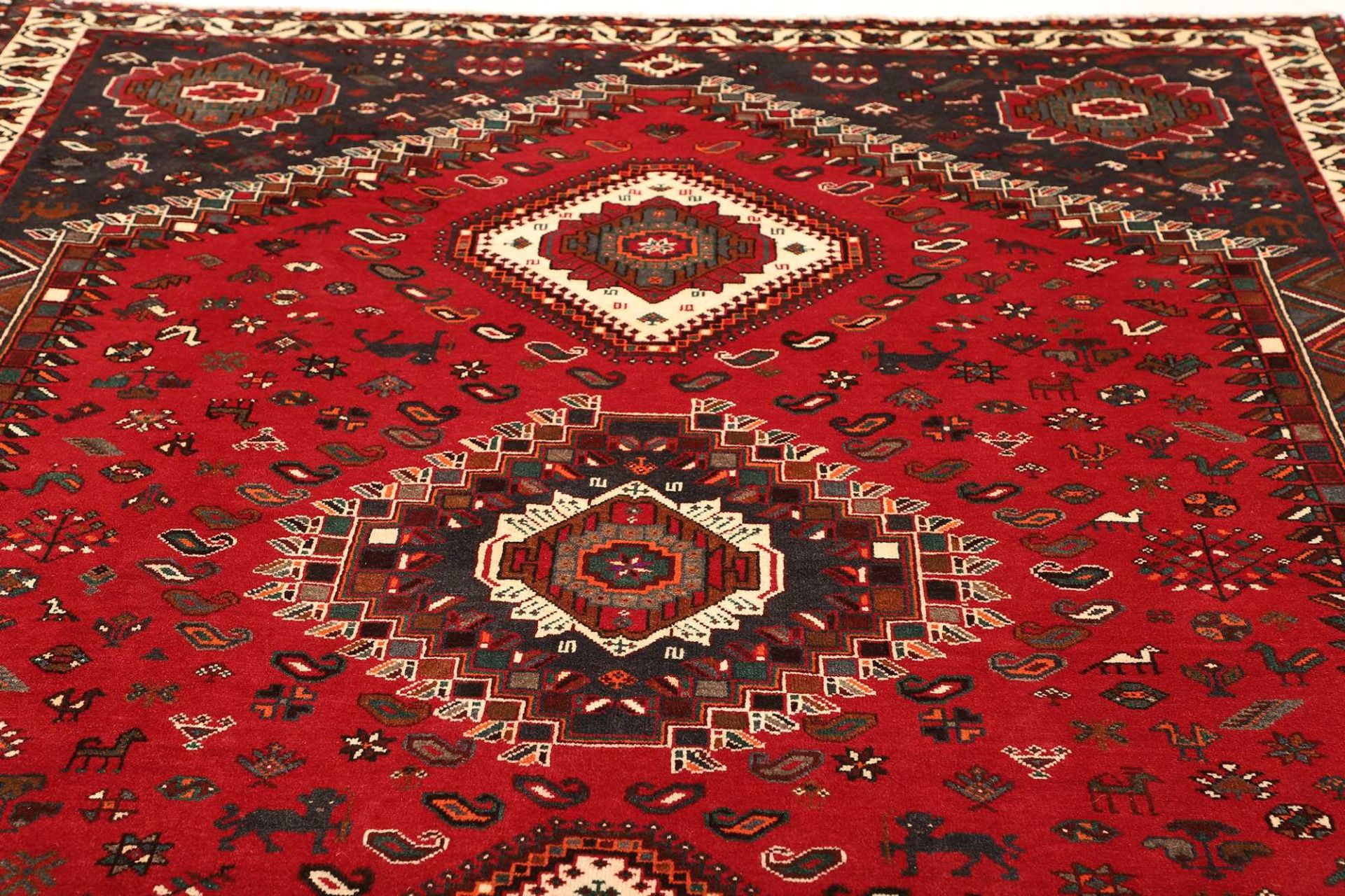 Handgeknüpfter Shiraz Perserteppich, 221 × 307 cm, Wolle