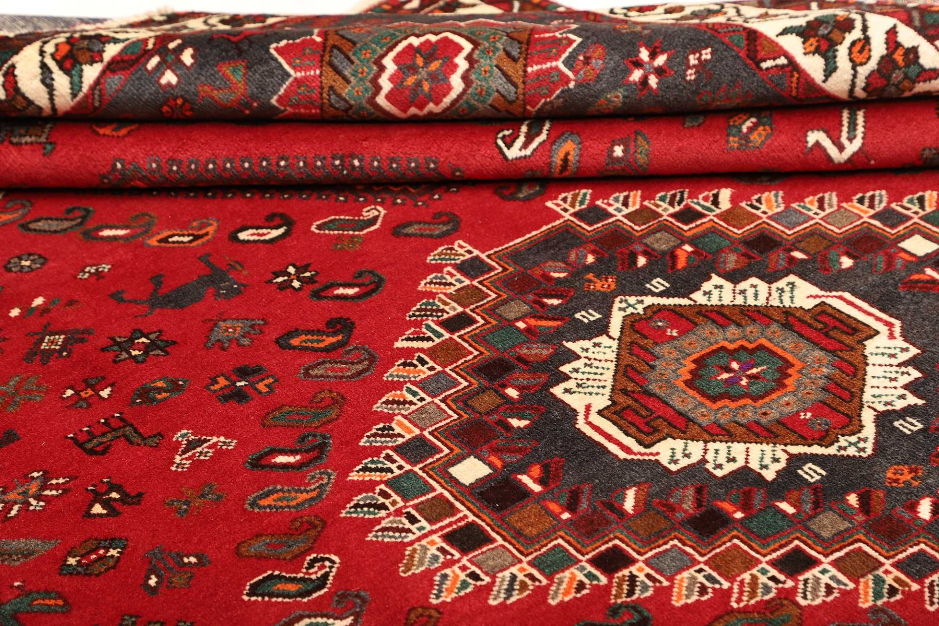 Handgeknüpfter Shiraz Perserteppich, 221 × 307 cm, Wolle
