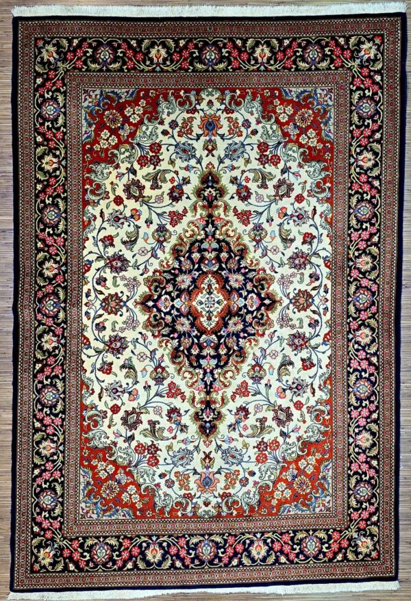 Perserteppich Qom 216 x 142 cm Schurwolle handgeknüpft