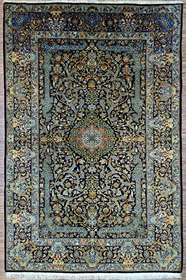 Perserteppich Kashan 211 x 140 cm Schurwolle handgeknüpft