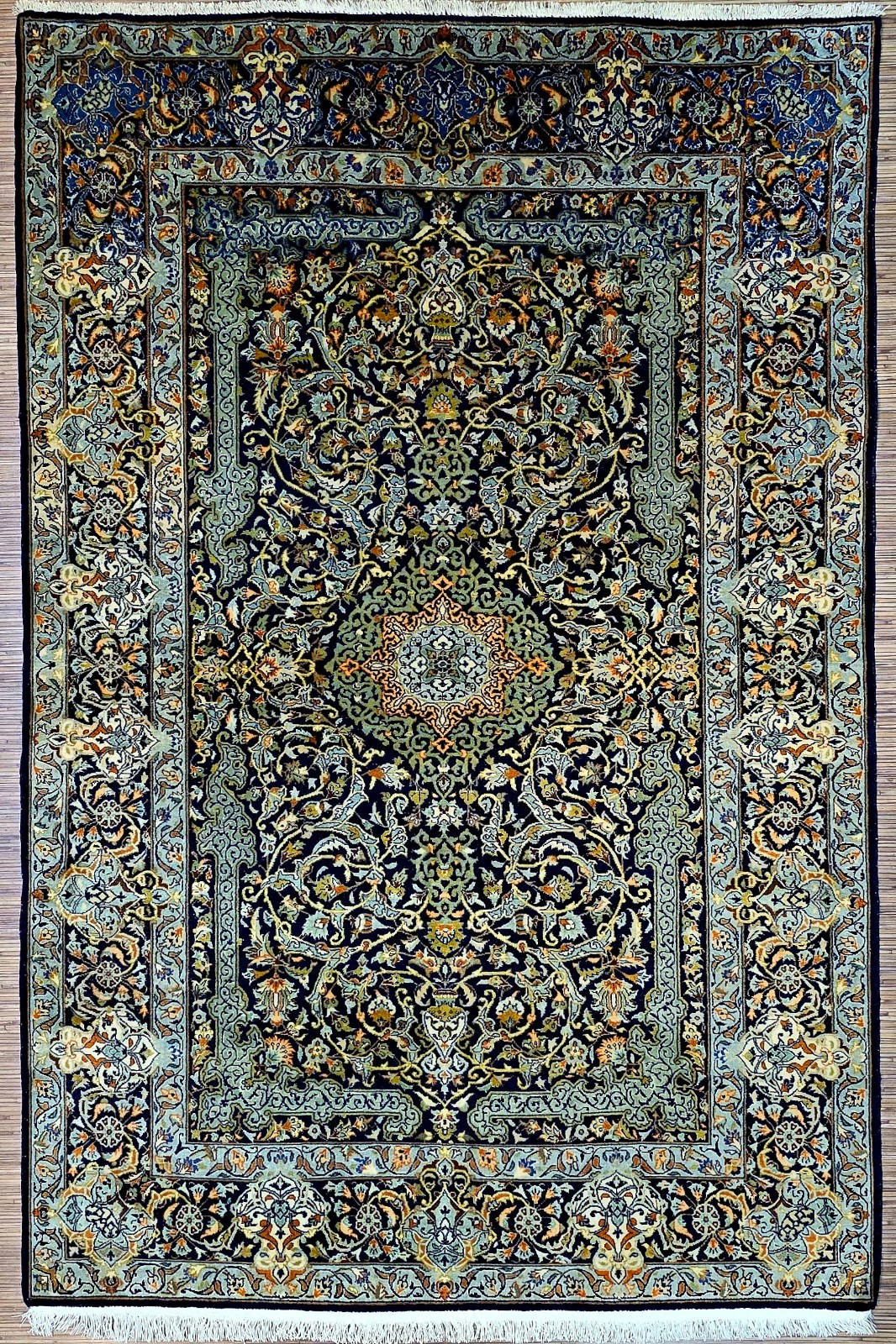 Perserteppich Kashan 211 x 140 cm Schurwolle handgeknüpft