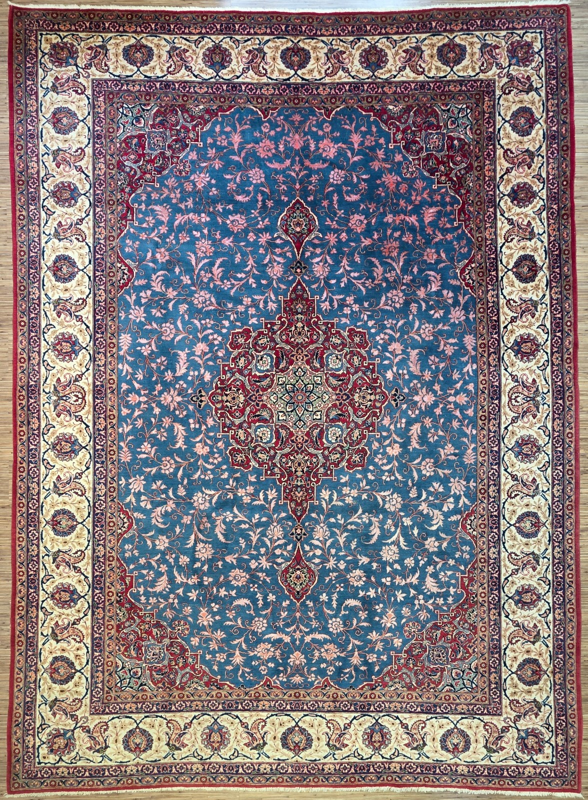 Perserteppich Kashan 345 x 253 cm Schurwolle handgeknüpft