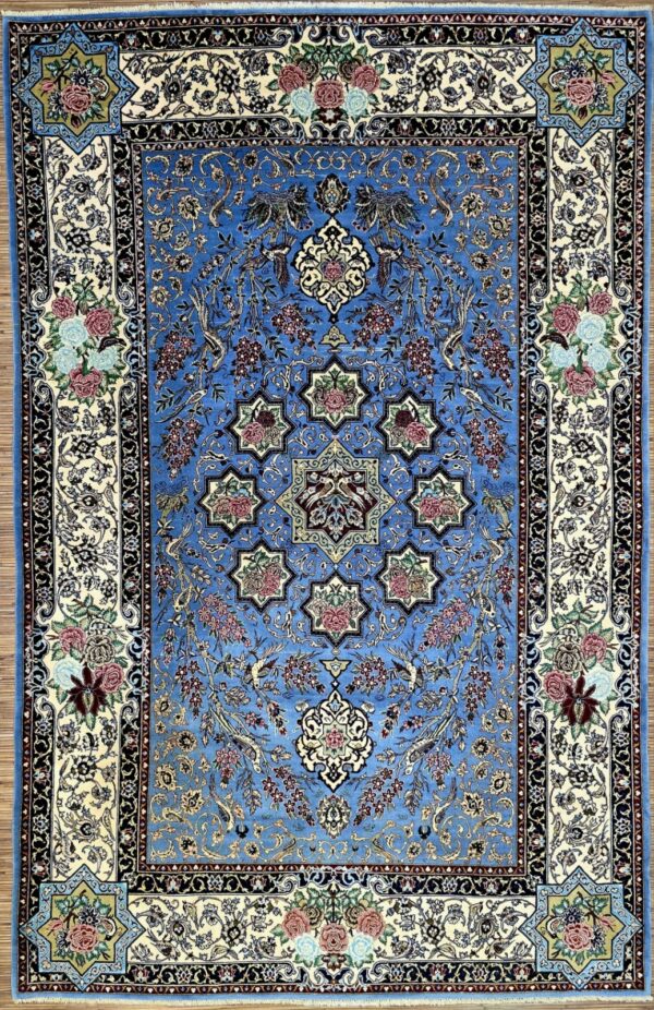 Perserteppich Isfahan 222 x 146 cm Seide handgeknüpft