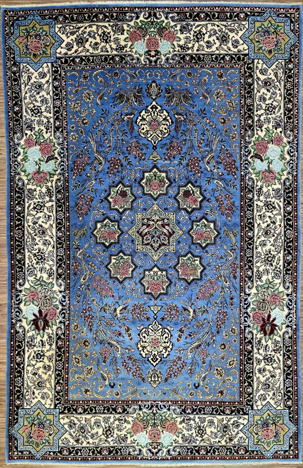 Perserteppich Isfahan 222 x 146 cm Seide handgeknüpft