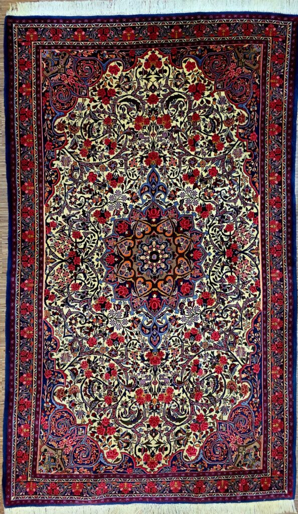 Perserteppich Rosenbidjar 222 x 131 cm Wolle handgeknüpft
