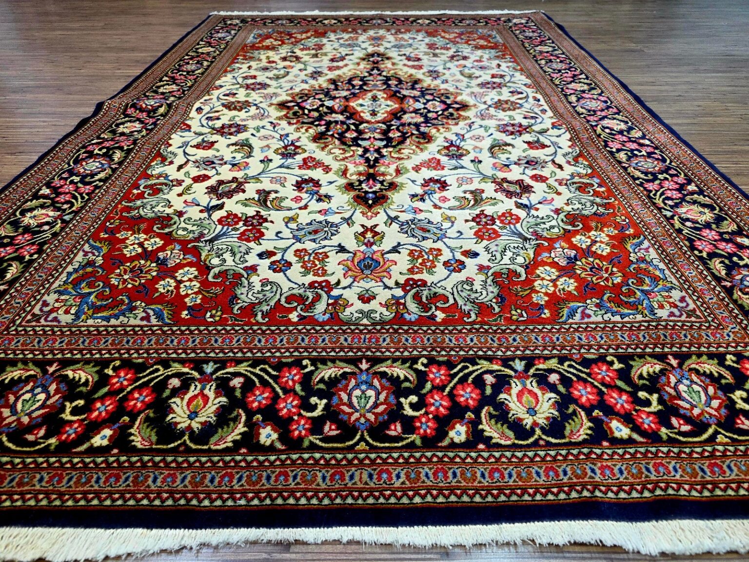 Perserteppich Qom 216 x 142 cm Schurwolle handgeknüpft