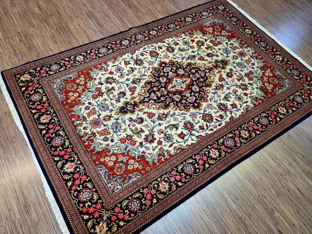 Perserteppich Qom 216 x 142 cm Schurwolle handgeknüpft