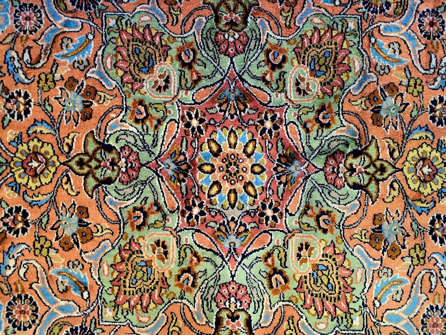 Orientteppich Kashmir 405 x 299 cm Seide handgeknüpft
