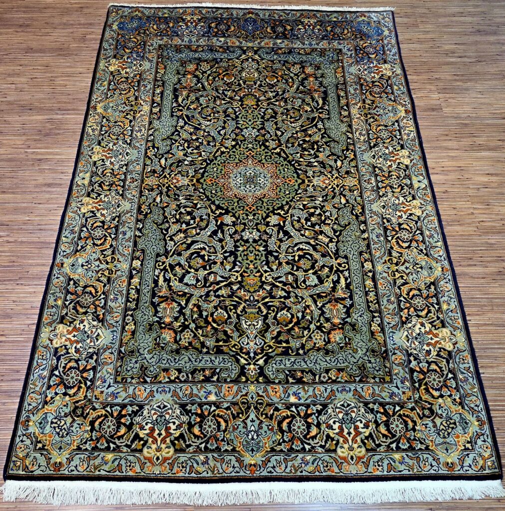 Perserteppich Kashan 211 x 140 cm Schurwolle handgeknüpft