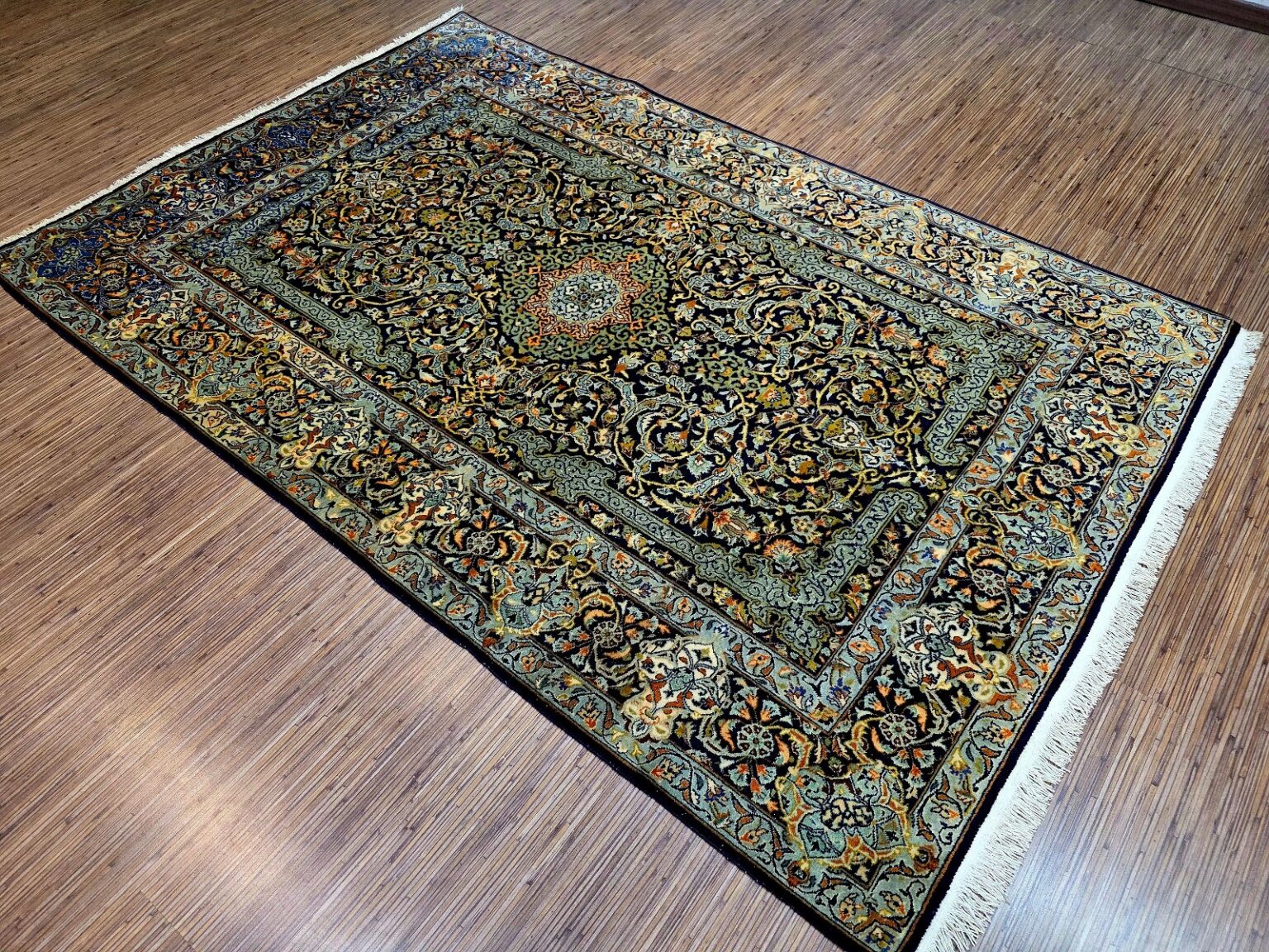 Perserteppich Kashan 211 x 140 cm Schurwolle handgeknüpft