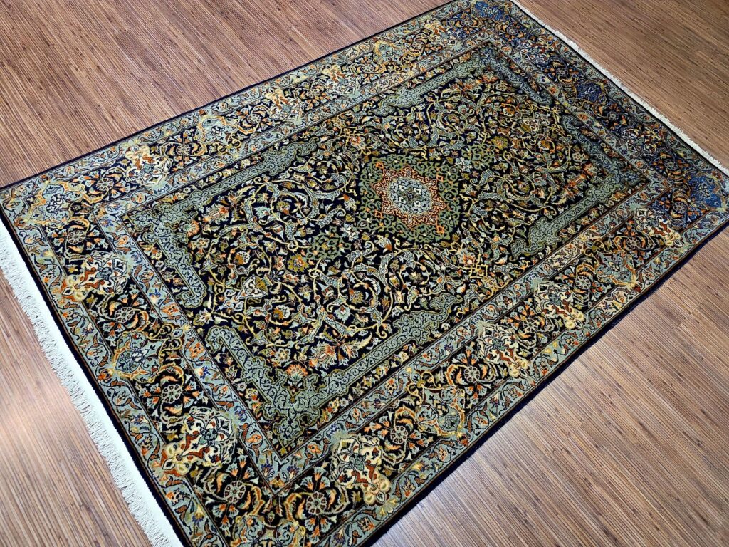 Perserteppich Kashan 211 x 140 cm Schurwolle handgeknüpft