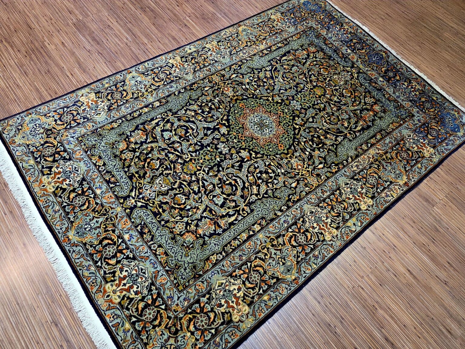 Perserteppich Kashan 211 x 140 cm Schurwolle handgeknüpft