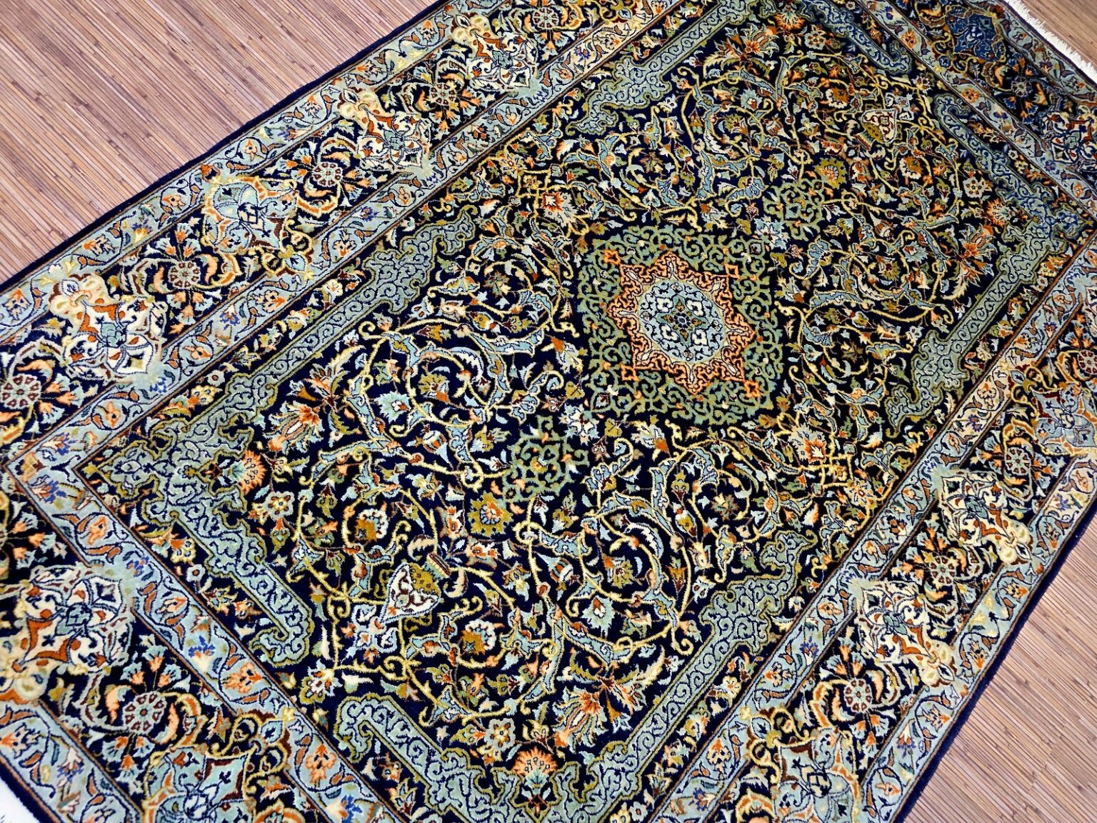 Perserteppich Kashan 211 x 140 cm Schurwolle handgeknüpft