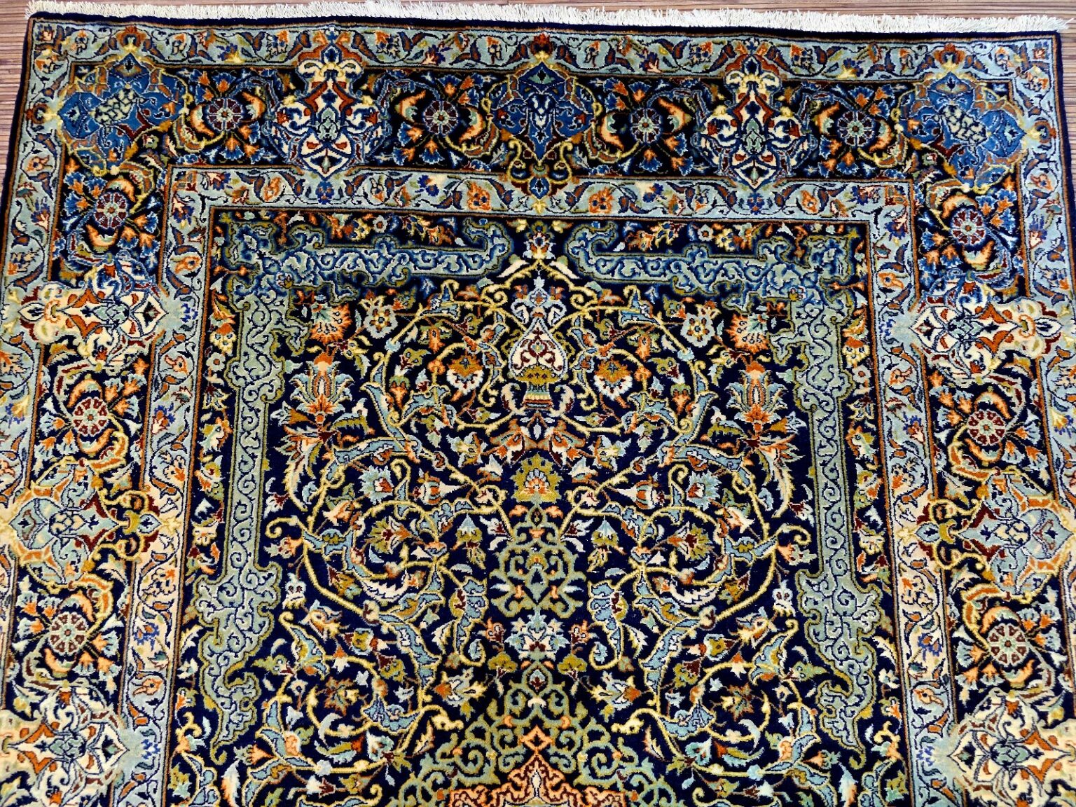 Perserteppich Kashan 211 x 140 cm Schurwolle handgeknüpft