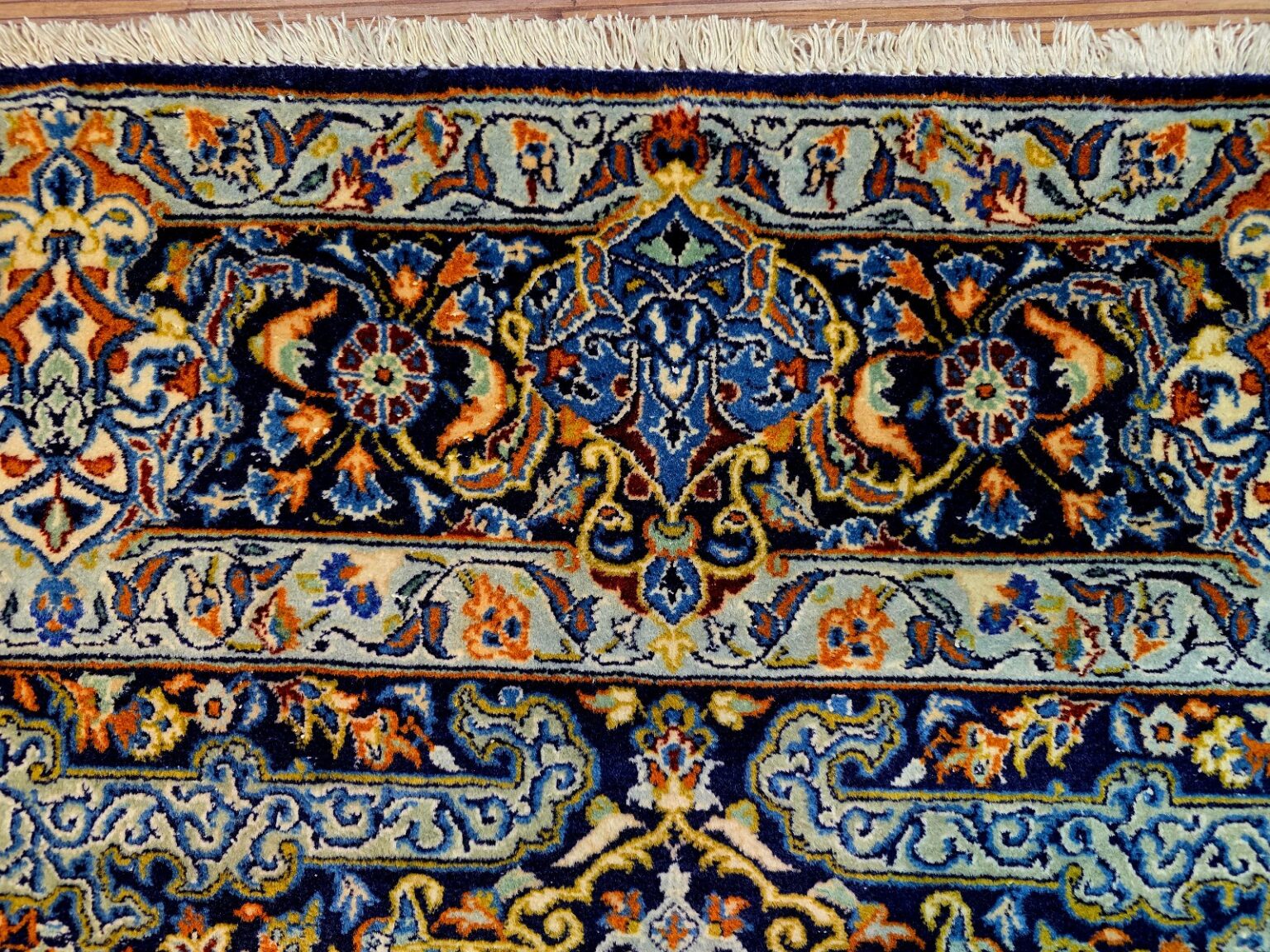 Perserteppich Kashan 211 x 140 cm Schurwolle handgeknüpft