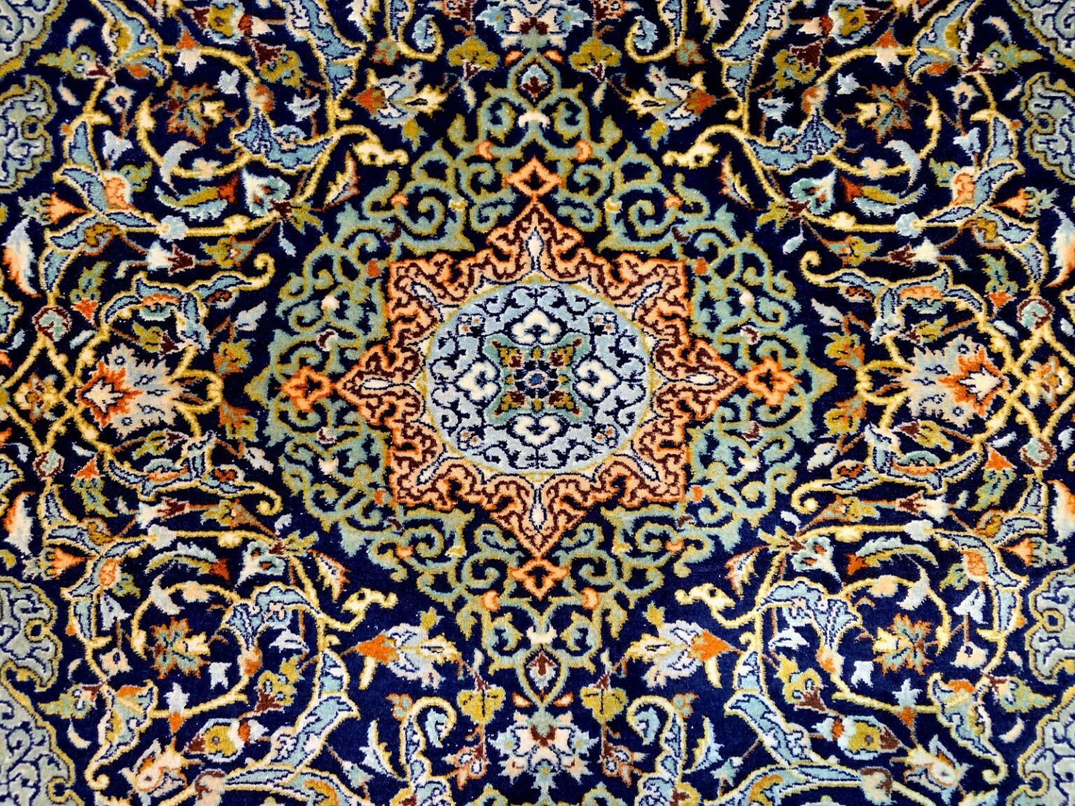 Perserteppich Kashan 211 x 140 cm Schurwolle handgeknüpft