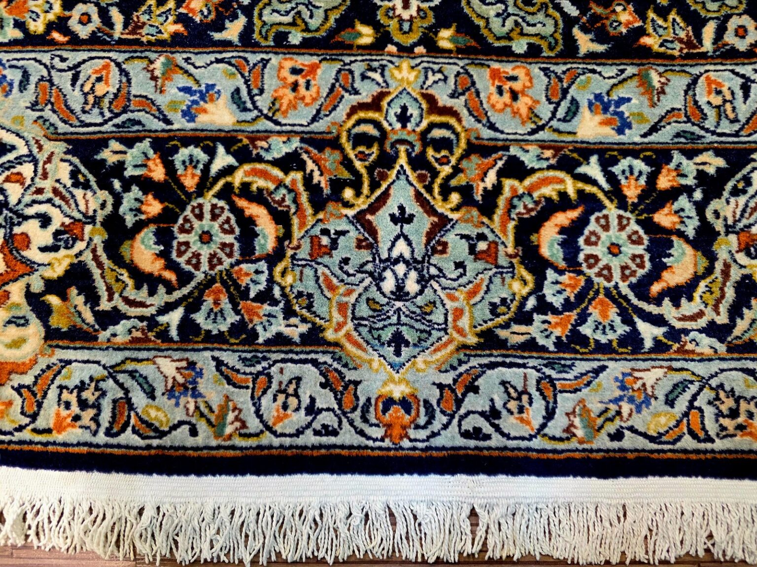 Perserteppich Kashan 211 x 140 cm Schurwolle handgeknüpft