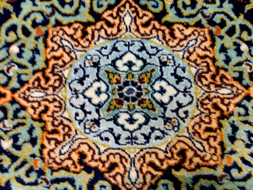 Perserteppich Kashan 211 x 140 cm Schurwolle handgeknüpft