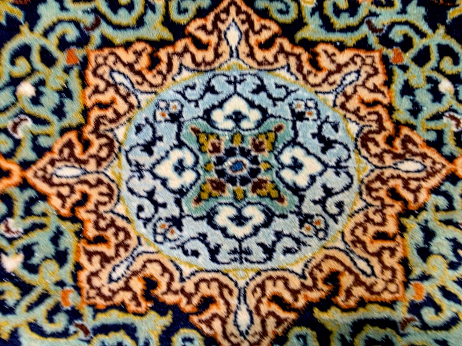 Perserteppich Kashan 211 x 140 cm Schurwolle handgeknüpft
