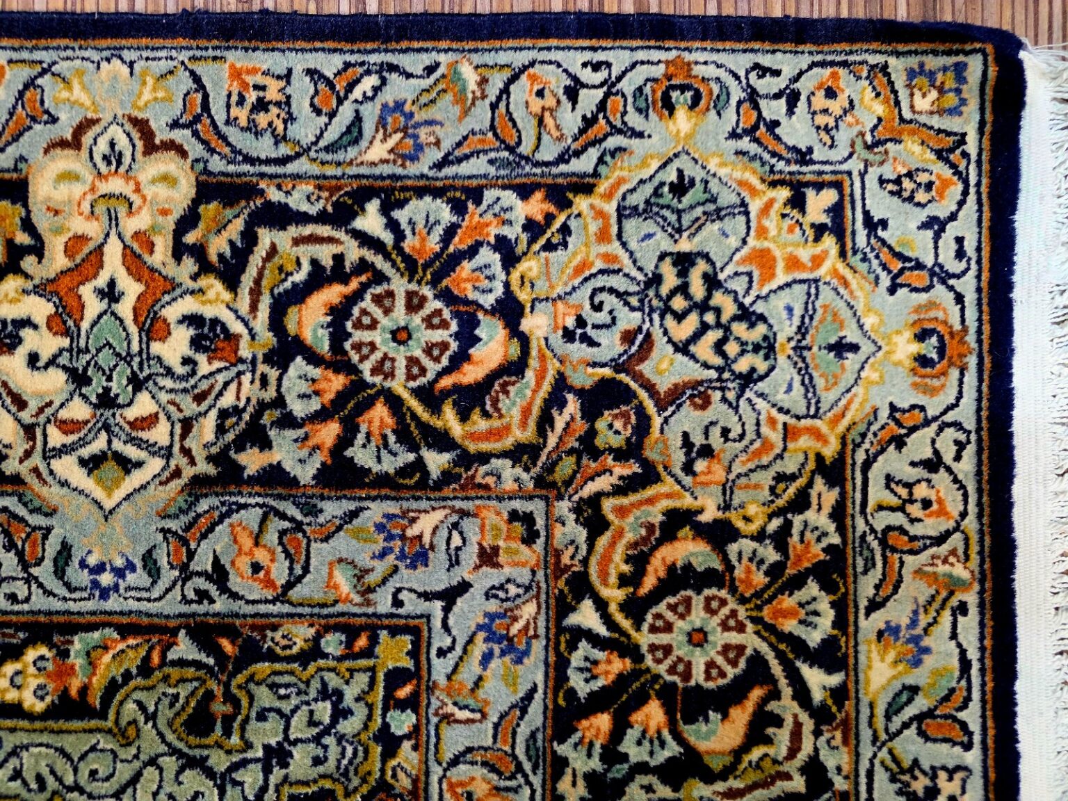 Perserteppich Kashan 211 x 140 cm Schurwolle handgeknüpft