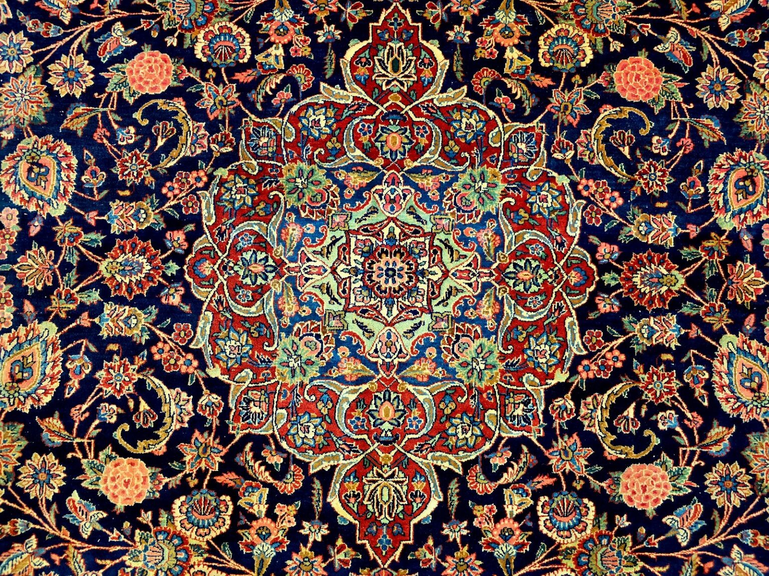 Orientteppich Kashan 352 x 271 cm Schurwolle handgeknüpft