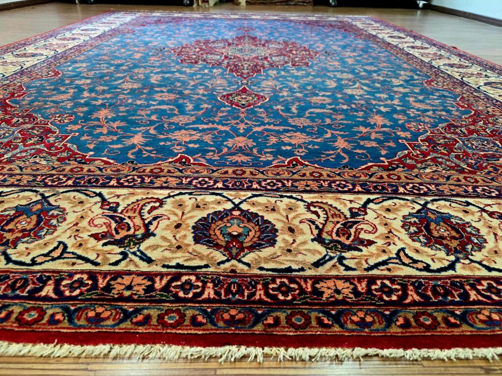 Perserteppich Kashan 345 x 253 cm Schurwolle handgeknüpft