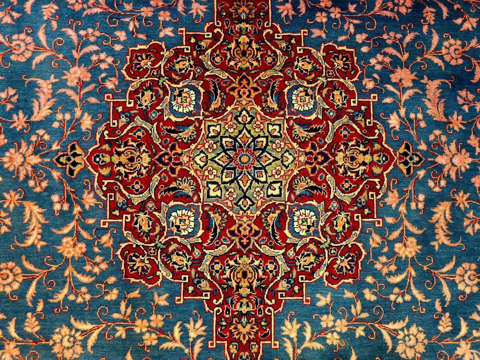 Perserteppich Kashan 345 x 253 cm Schurwolle handgeknüpft