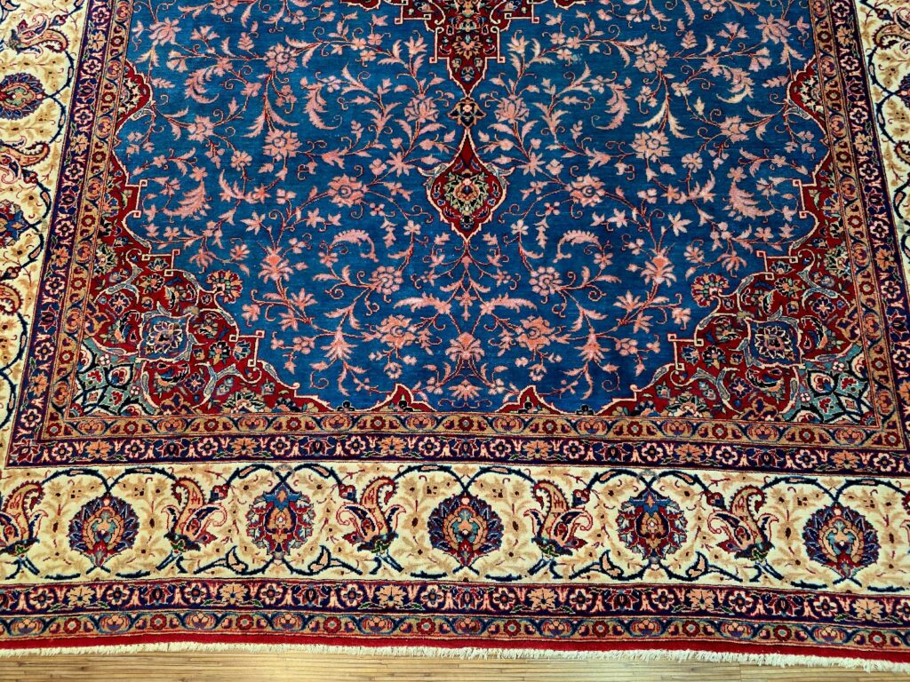 Perserteppich Kashan 345 x 253 cm Schurwolle handgeknüpft