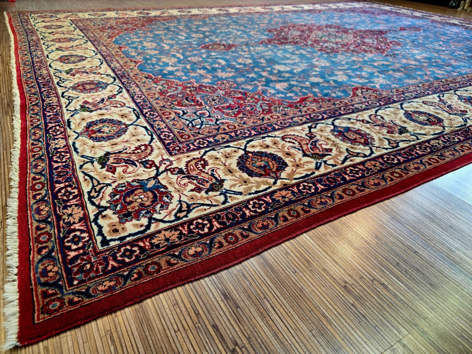 Perserteppich Kashan 345 x 253 cm Schurwolle handgeknüpft