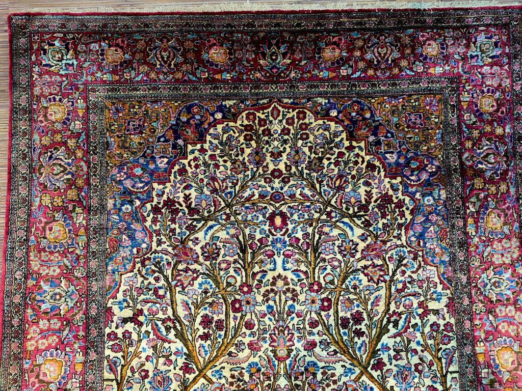 Perserteppich Kashan 198 x 128 cm Seide handgeknüpft antik
