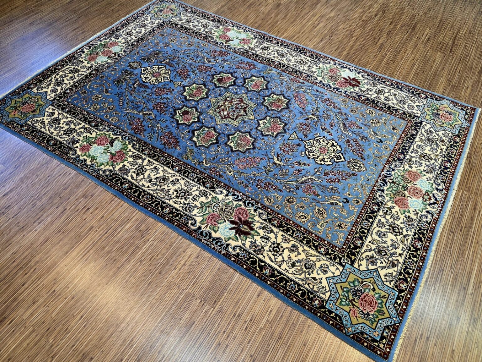 Perserteppich Isfahan 222 x 146 cm Seide handgeknüpft