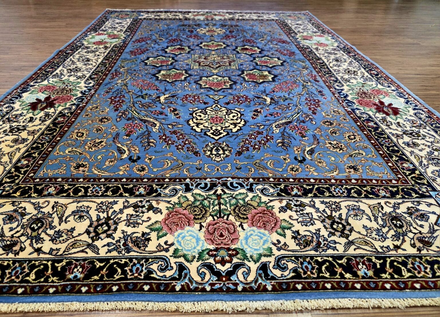 Perserteppich Isfahan 222 x 146 cm Seide handgeknüpft