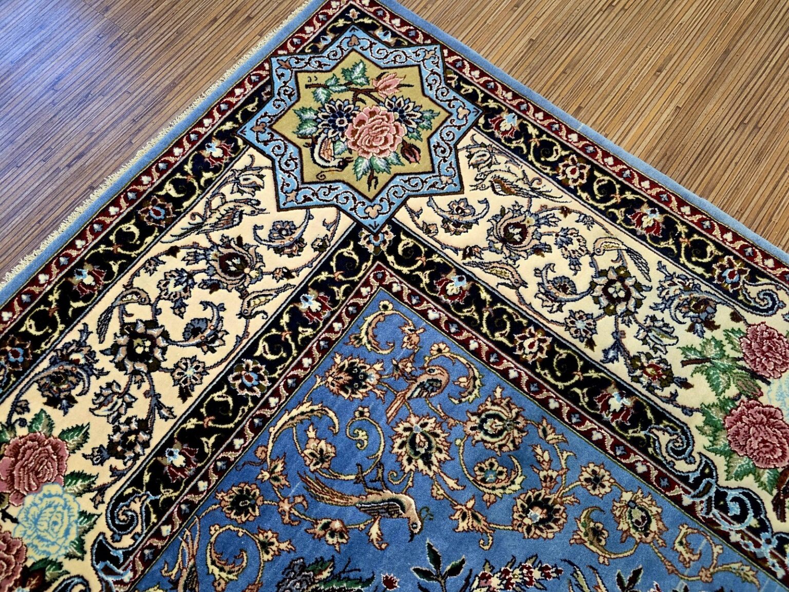 Perserteppich Isfahan 222 x 146 cm Seide handgeknüpft