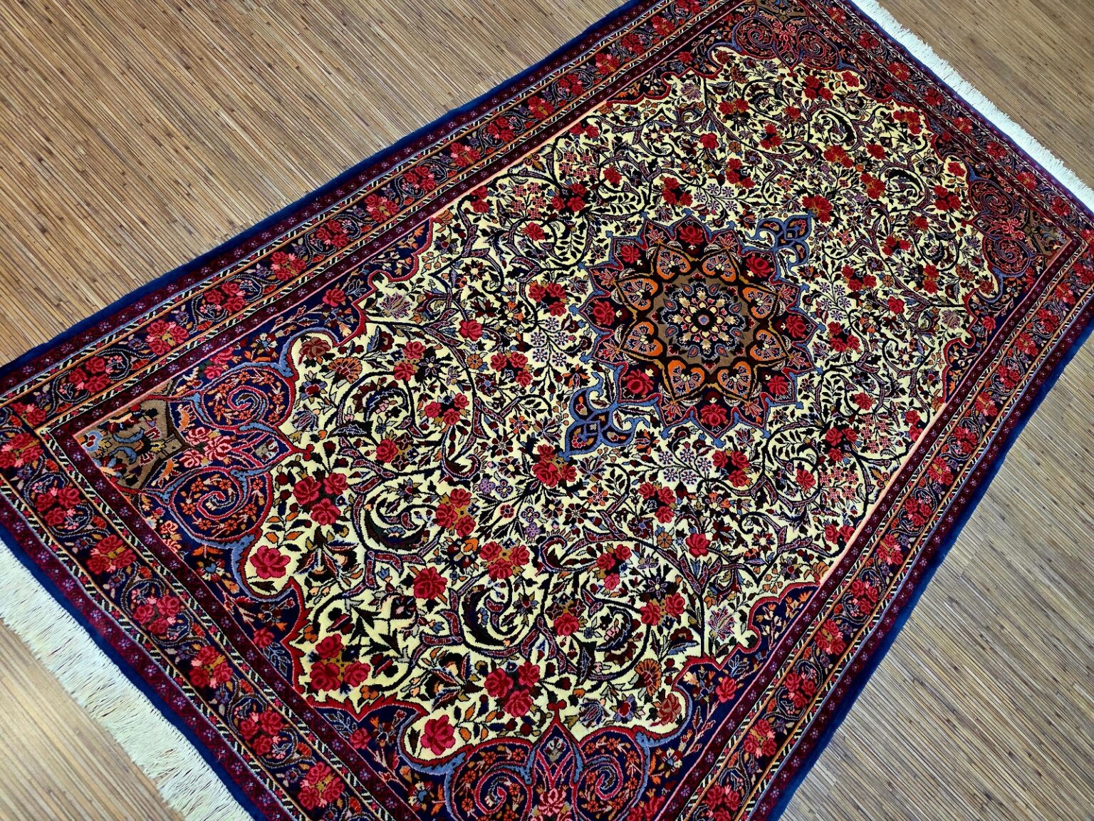 Perserteppich Rosenbidjar 222 x 131 cm Wolle handgeknüpft