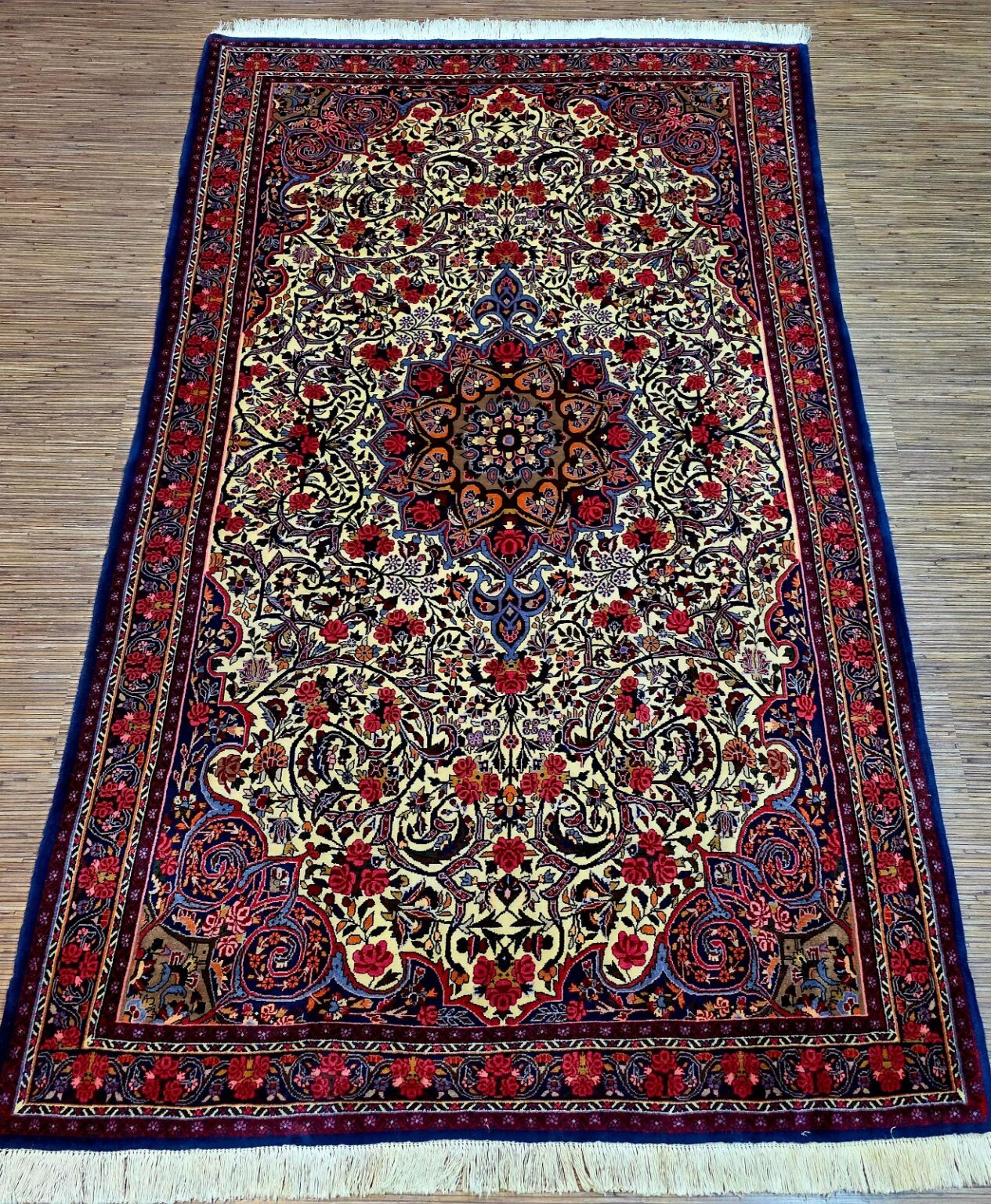 Perserteppich Rosenbidjar 222 x 131 cm Wolle handgeknüpft