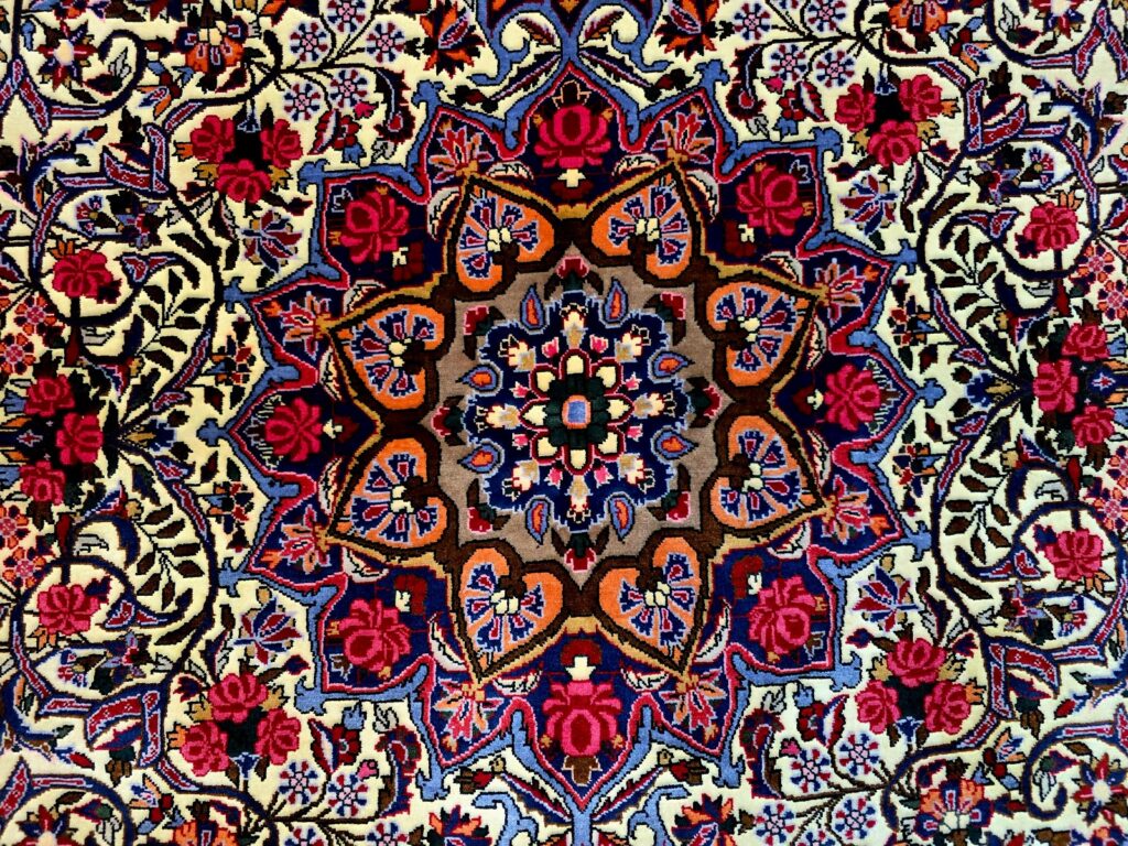 Perserteppich Rosenbidjar 222 x 131 cm Wolle handgeknüpft