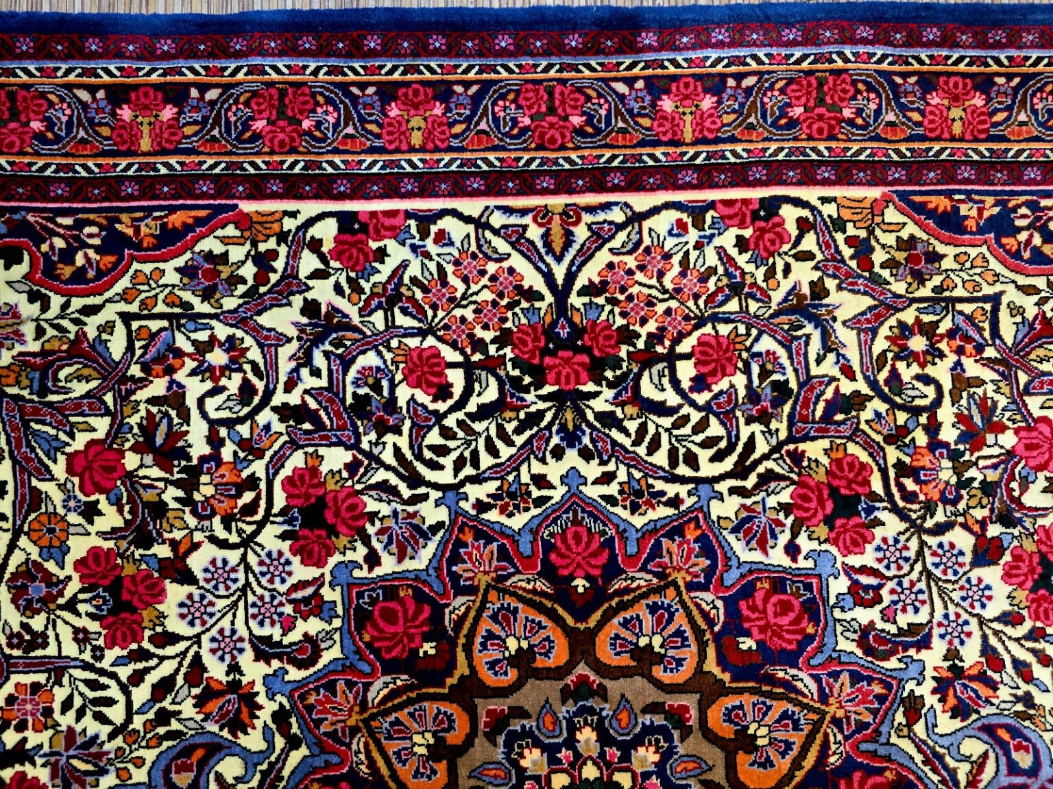 Perserteppich Rosenbidjar 222 x 131 cm Wolle handgeknüpft