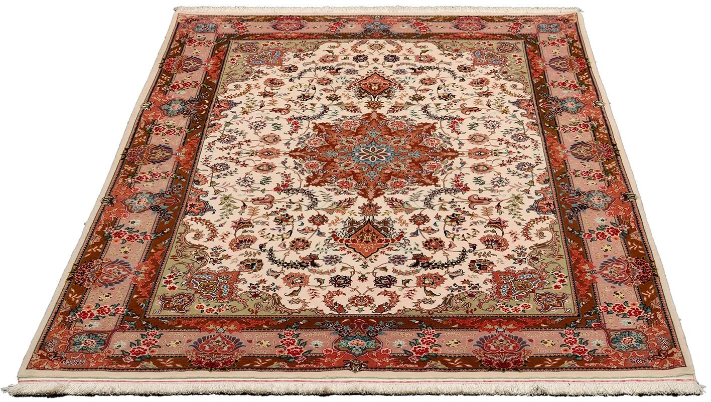Handgeknüpfter Täbriz Perserteppich, 146 × 218 cm, Wolle & Seide