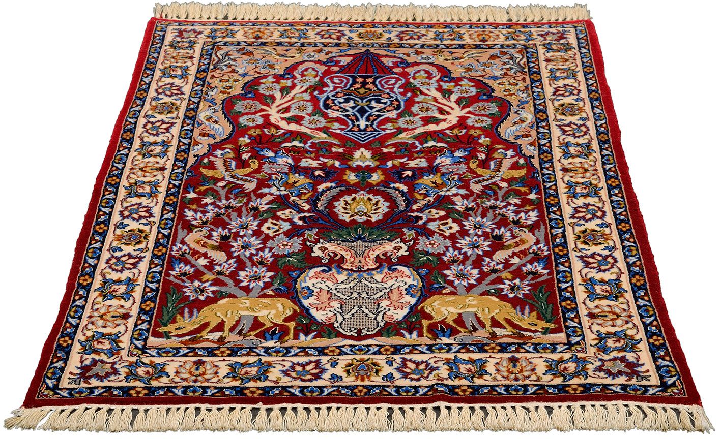 Isfahan Perserteppich aus Iran, 68 × 103 cm