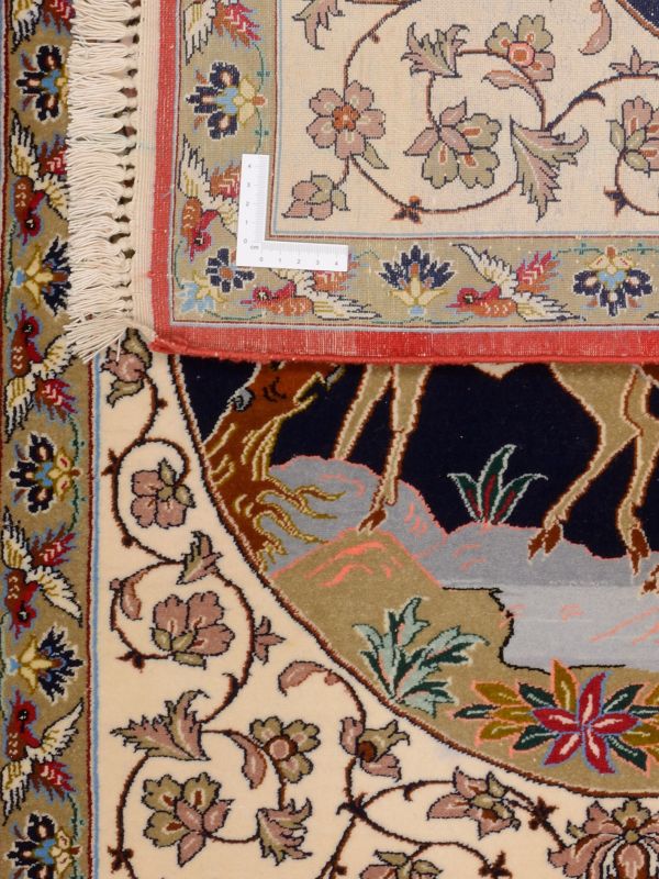 Handgeknüpfter Isfahan Perserteppich, 72 × 99 cm, Wolle & Seide