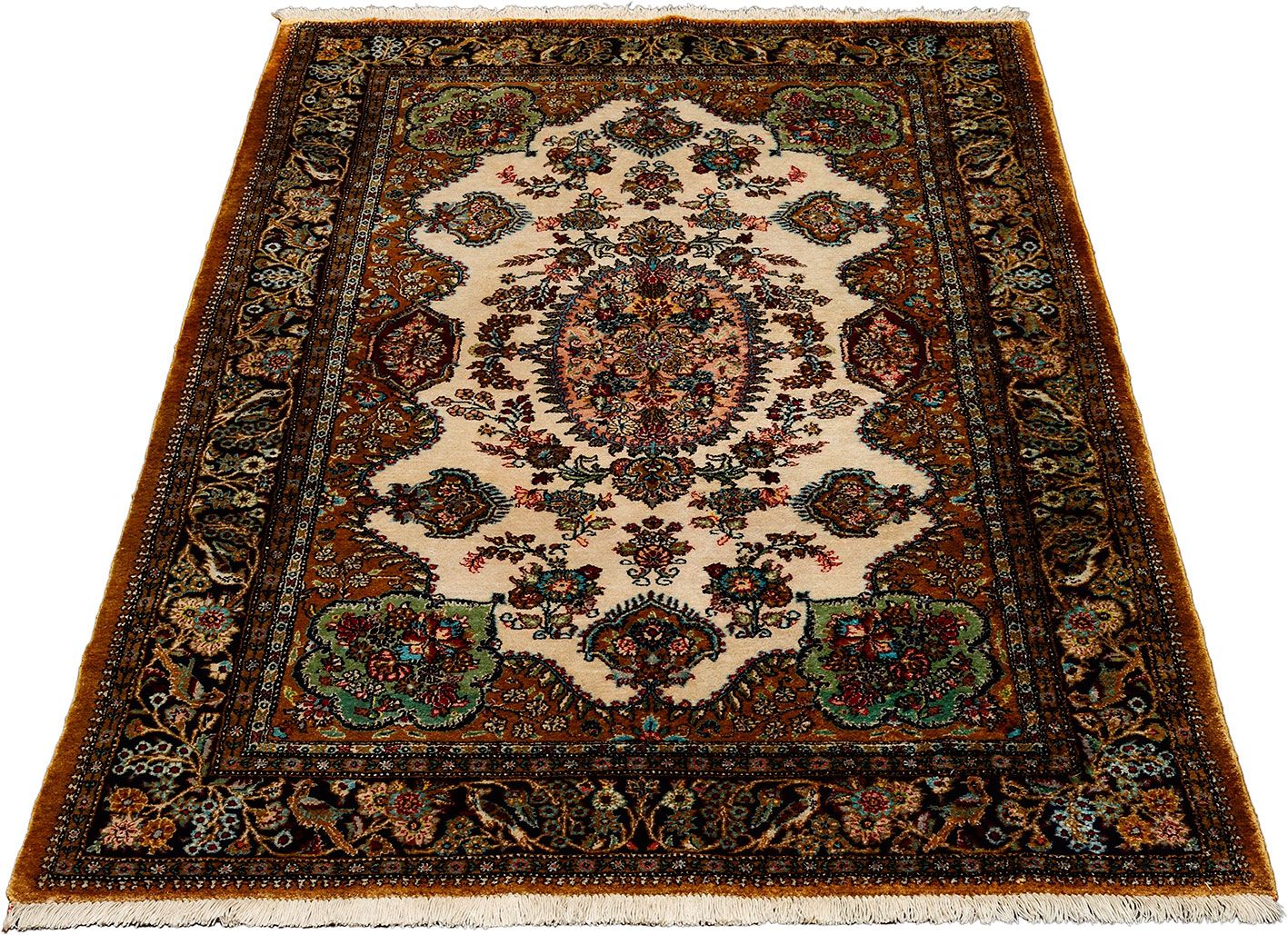 perserteppich-ghom-105-x-160-cm-seide-handgeknupft-antik-1 Handgeknüpfter Ghom Perserteppich, 105 × 160 cm, Seide