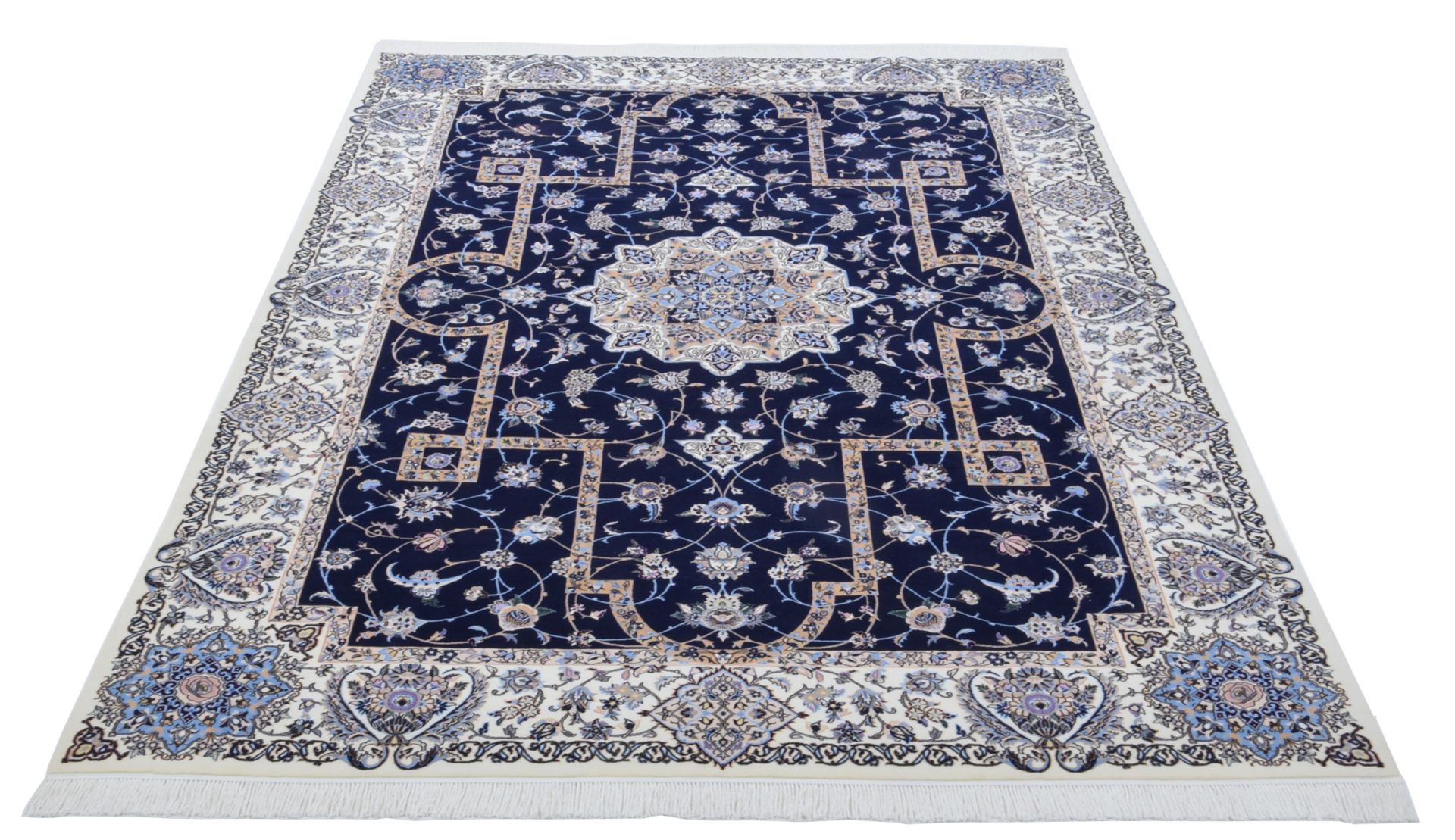Handgeknüpfter Nain Perserteppich, 206 × 310 cm, Wolle & Seide